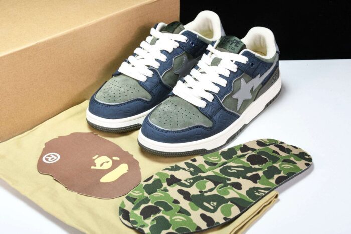 A Bathing Ape Bape SK8 Sta ‘Navy Khaki’