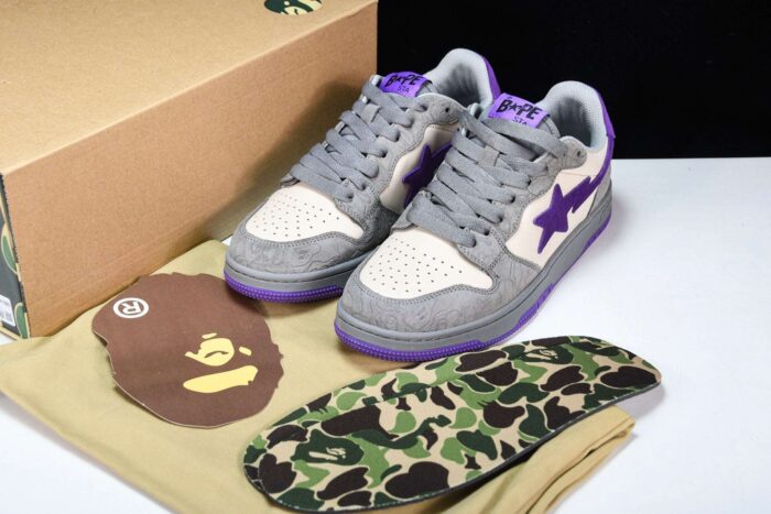 A Bathing Ape Bape Court Sta ‘Mist Grey Royal Purple’