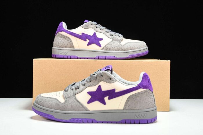 A Bathing Ape Bape Court Sta ‘Mist Grey Royal Purple’