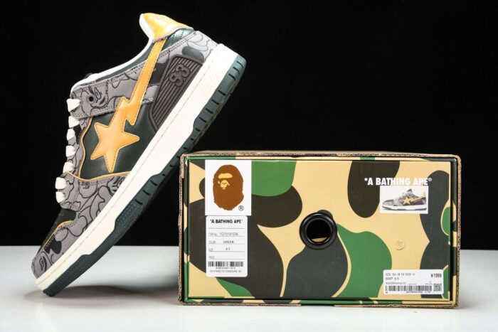A Bathing Ape Bape SK8 Sta 'Grey Mustard Yellow'